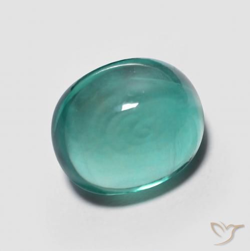 Fluorita Azul verdoso natural de 5.31 ct, Ovalada, Transparente
