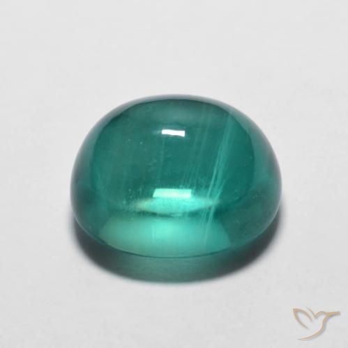 Fluorita Azul verdoso natural de 5.31 ct, Ovalada, Transparente
