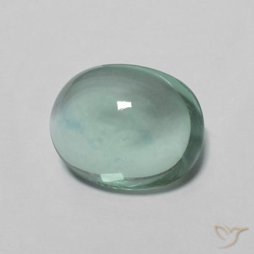Fluorita Verde azulado natural de 3.14 ct, Ovalada, Transparente
