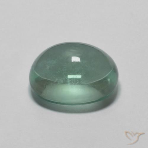 Fluorita Verde azulado natural de 3.14 ct, Ovalada, Transparente