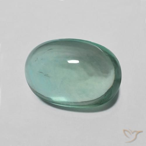 Fluorita Verde azulado natural de 5.09 ct, Ovalada, Transparente