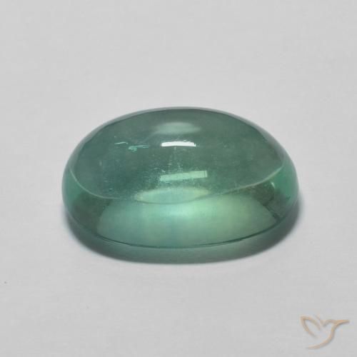 Fluorita Verde azulado natural de 5.09 ct, Ovalada, Transparente