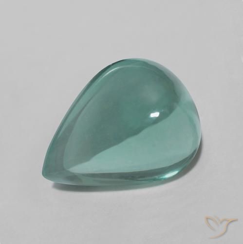Fluorita Azul verdoso natural de 5.39 ct, En forma de pera, Transparente