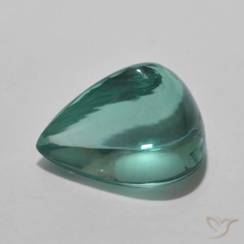 Fluorita Azul verdoso natural de 5.39 ct, En forma de pera, Transparente
