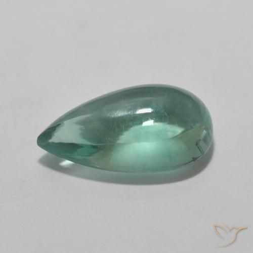 Fluorita Verde azulado claro natural de 4.78 ct, En forma de pera, Transparente