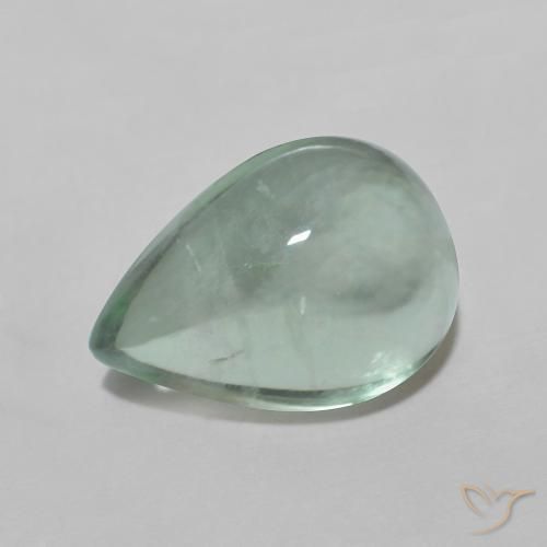 Fluorita Verde menta natural de 4.20 ct, En forma de pera, Transparente