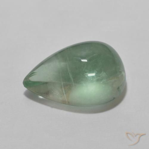 Fluorita Verde menta natural de 4.20 ct, En forma de pera, Transparente
