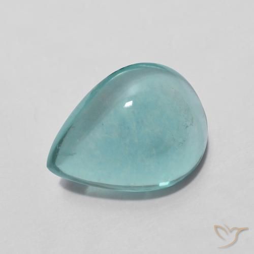 Fluorita Verde azulado claro natural de 3.49 ct, En forma de pera, Transparente