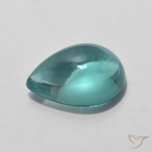 Fluorita Verde azulado claro natural de 3.49 ct, En forma de pera, Transparente