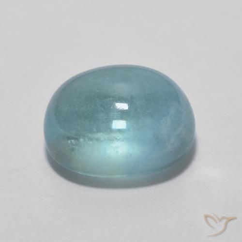 Fluorita Cerceta claro natural de 3.06 ct, Ovalada, Transparente