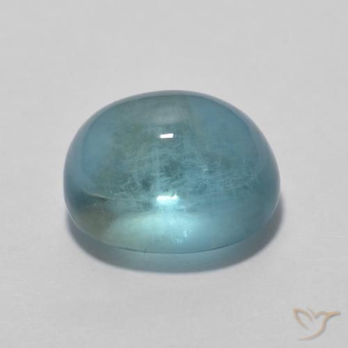 Fluorita Verde azulado claro natural de 3.29 ct, Ovalada, Transparente