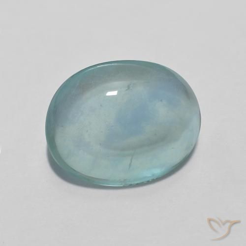 Fluorita Light Bluish Turquoise natural de 4.94 ct, Ovalada, Transparente