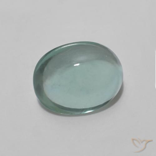 Fluorita Verde azul muy claro natural de 3.64 ct, Ovalada, Opaco