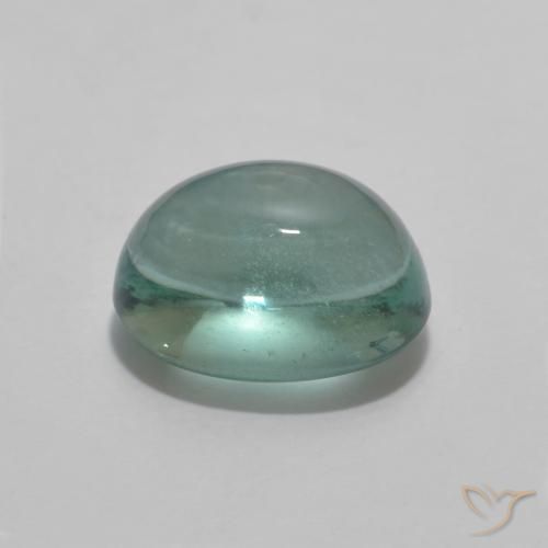 Fluorita Verde azul muy claro natural de 3.64 ct, Ovalada, Opaco