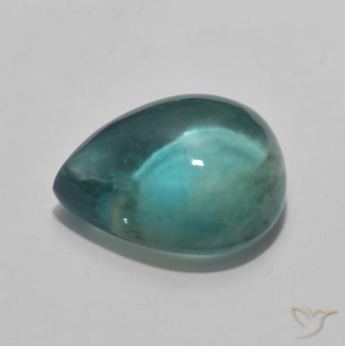 Fluorita Verde azul natural de 7.89 ct, En forma de pera, Transparente