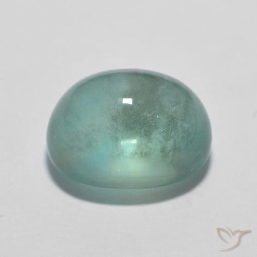 Fluorita Verde azul muy claro natural de 4.16 ct, Ovalada, Transparente