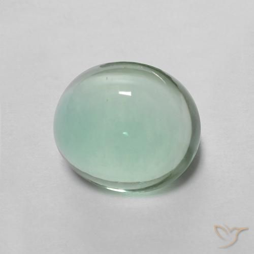Fluorita Verde azulado claro natural de 2.96 ct, Ovalada, Transparente
