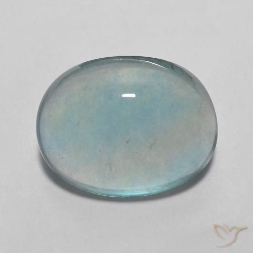 3.98ct Natural Verde azul muy claro Fluorita, Ovalada, Transparente