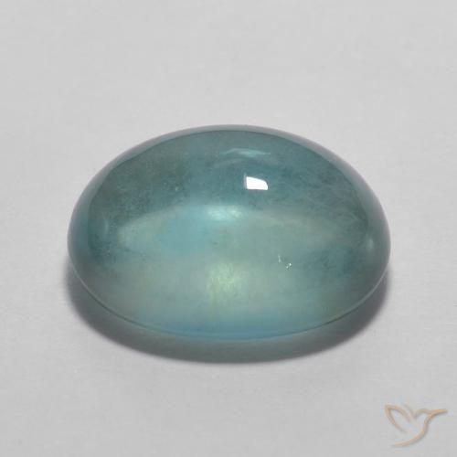 Fluorita Verde azul muy claro natural de 3.98 ct, Ovalada, Transparente