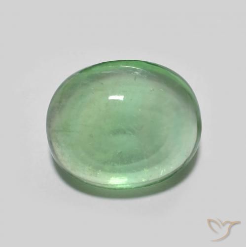 5.26ct Natural Verde cálido Fluorita, Ovalada, Transparente
