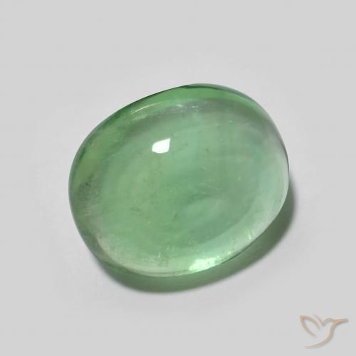 Fluorita Verde cálido natural de 5.26 ct, Ovalada, Transparente