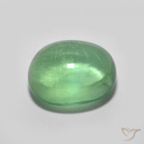 Fluorita Verde cálido natural de 5.26 ct, Ovalada, Transparente