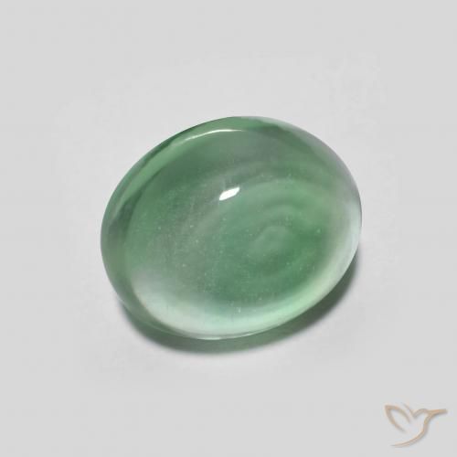 Fluorita Verde azulado claro natural de 3.67 ct, Ovalada, Transparente