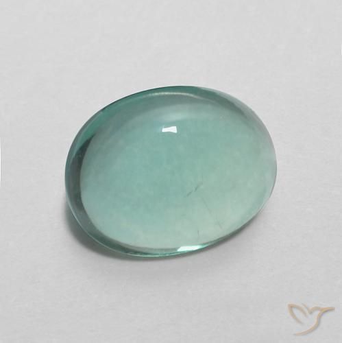 Fluorita Verde azulado claro natural de 2.93 ct, Ovalada, Transparente
