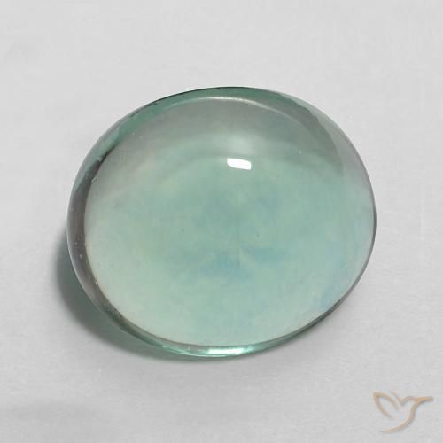 Fluorita Verde azul natural de 5.28 ct, Ovalada, Transparente