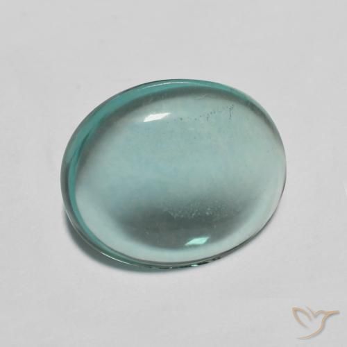 Fluorita Verde azulado natural de 3.08 ct, Ovalada, Transparente