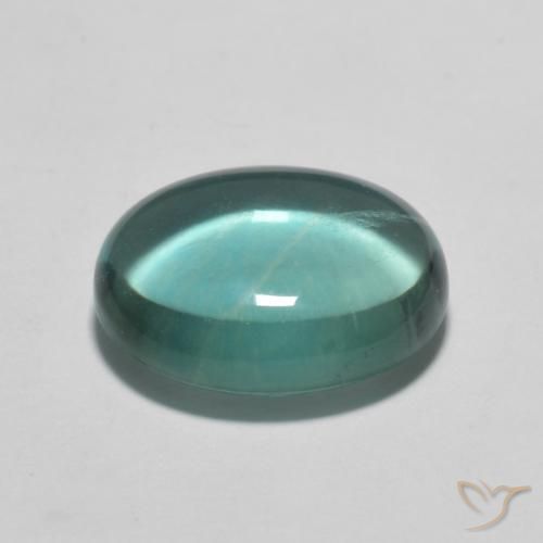 Fluorita Verde azulado natural de 3.08 ct, Ovalada, Transparente