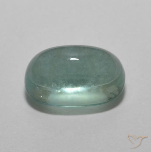 Fluorita Verde azulado claro natural de 3.12 ct, Ovalada, Transparente