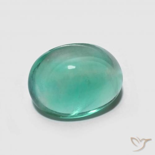 Fluorita Verde frío natural de 4.49 ct, Ovalada, Transparente