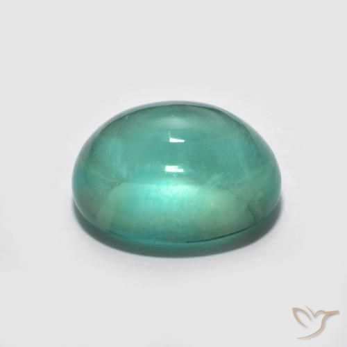 Fluorita Verde frío natural de 4.49 ct, Ovalada, Transparente