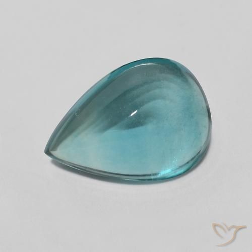 Fluorita Medium Dark Blue-Green natural de 2.97 ct, En forma de pera, Transparente