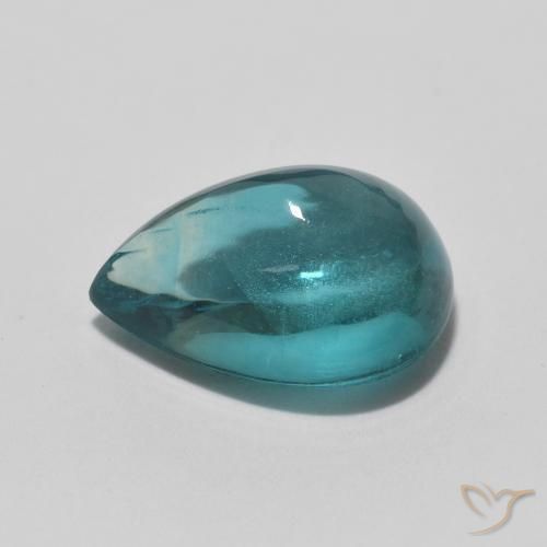Fluorita Medium Dark Blue-Green natural de 2.97 ct, En forma de pera, Transparente