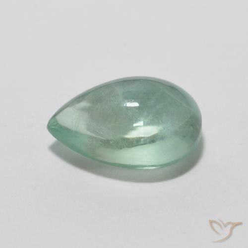 Fluorita Gray Forest Green natural de 2.40 ct, En forma de pera, Transparente