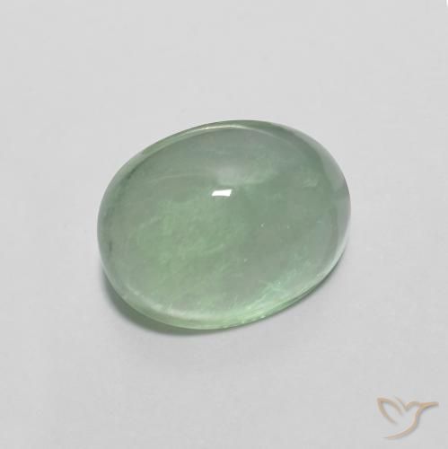 Fluorita Verde medio natural de 6.61 ct, Ovalada, Transparente