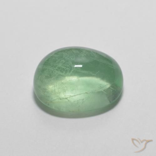 Fluorita Verde medio natural de 6.61 ct, Ovalada, Transparente