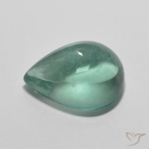 Fluorita Verde azul natural de 4.81 ct, En forma de pera, Transparente