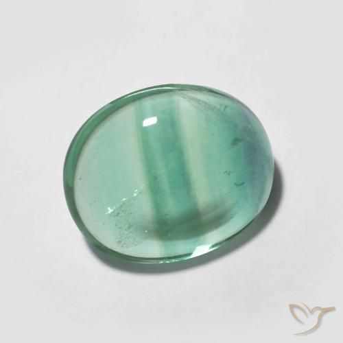 Fluorita Verde azulado natural de 4.24 ct, Ovalada, Transparente