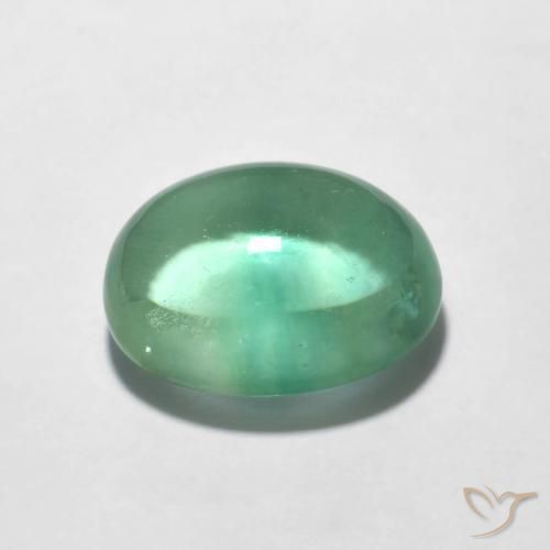 Fluorita Verde azulado natural de 4.24 ct, Ovalada, Transparente