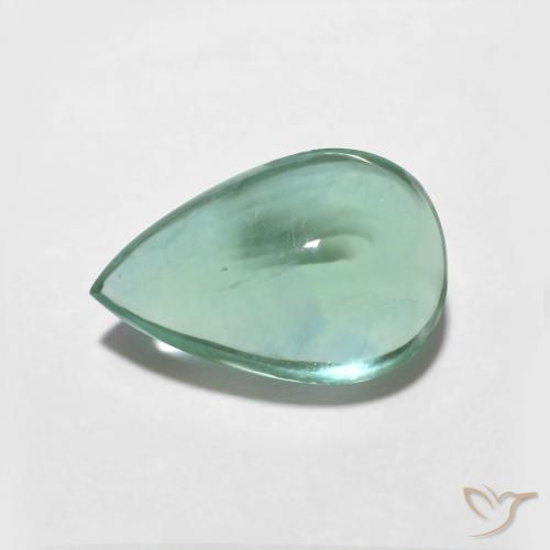 3.87ct Natural Verde azul Fluorita, En forma de pera, Transparente