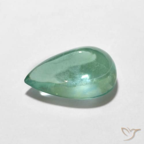 Fluorita Verde azul natural de 3.87 ct, En forma de pera, Transparente