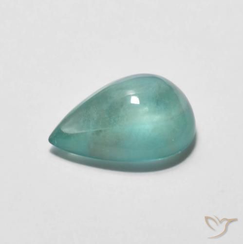 Fluorita Verde azul intenso natural de 2.96 ct, En forma de pera, Transparente