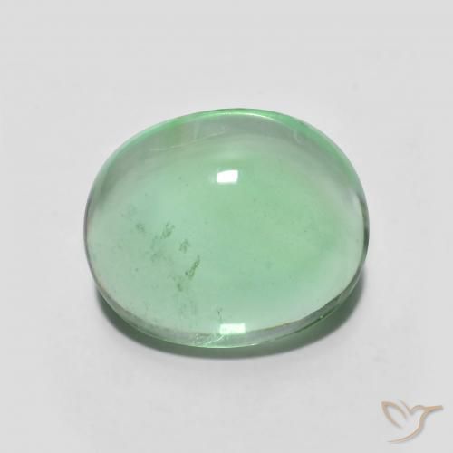 5.35ct Natural Verde amarillento pálido Fluorita, Ovalada, Transparente