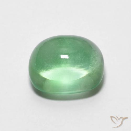 Fluorita Verde claro natural de 3.90 ct, Ovalada, Transparente