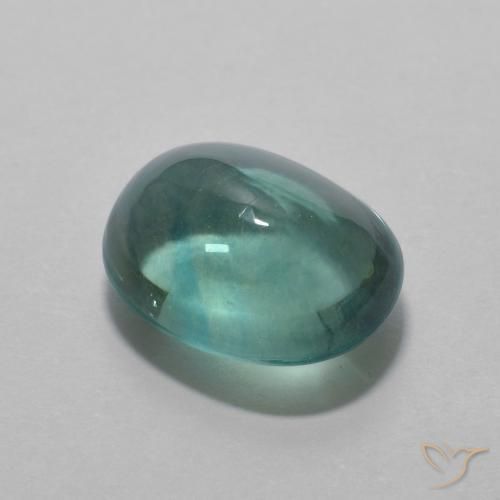 Fluorita Azul-verde natural de 5.08 ct, Ovalada, Transparente