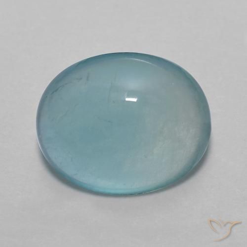 4.43ct Natural Verde azul medio Fluorita, Ovalada, Transparente