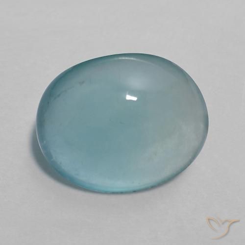 Fluorita Verde azul medio natural de 4.43 ct, Ovalada, Transparente